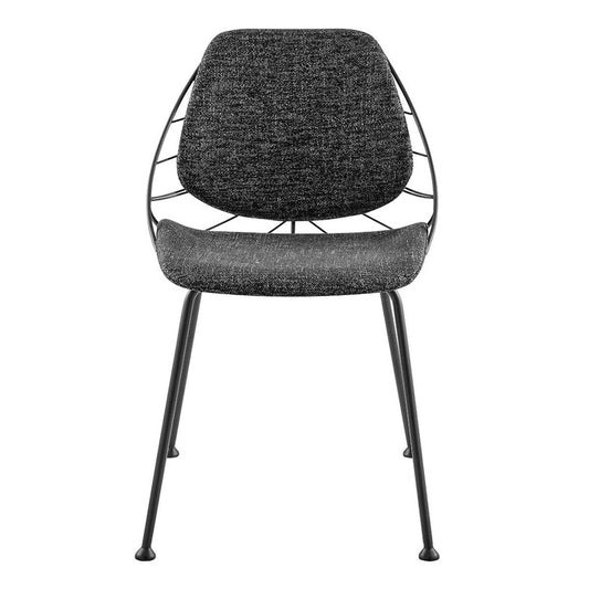 Set of Two Black Upholstered Fabric Dining Side Chairs - Loft&Timber
