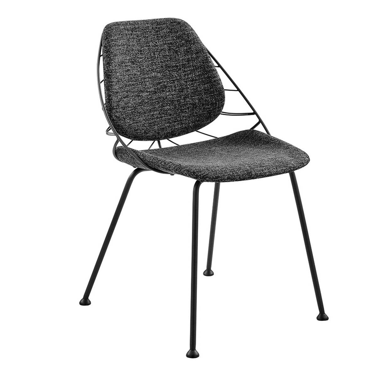 Set of Two Black Upholstered Fabric Dining Side Chairs - Loft&Timber
