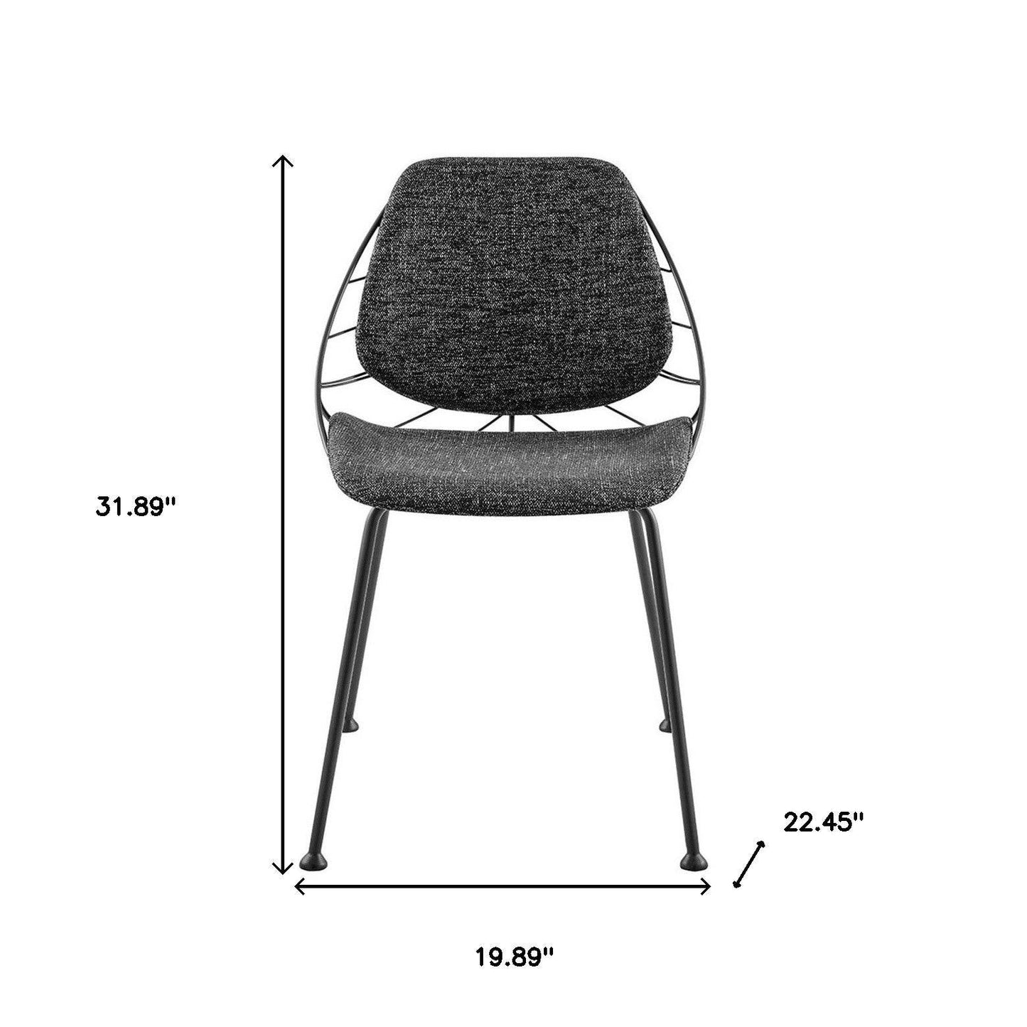 Set of Two Black Upholstered Fabric Dining Side Chairs - Loft&Timber