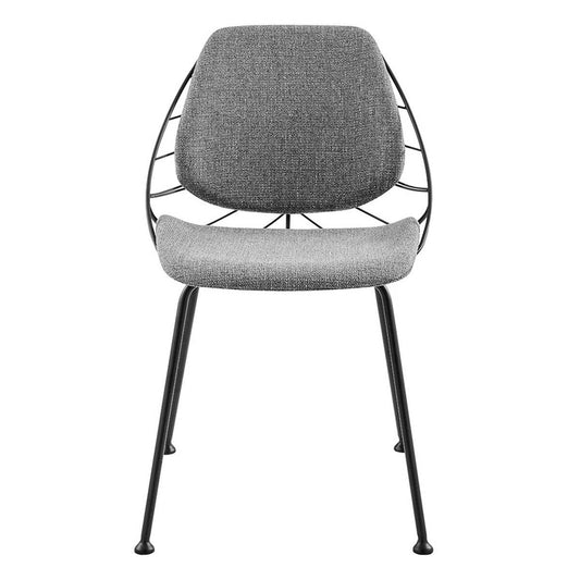 Set of Two Light Gray And Black Upholstered Fabric Dining Side Chairs - Loft&Timber