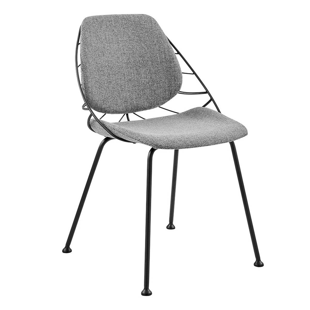 Set of Two Light Gray And Black Upholstered Fabric Dining Side Chairs - Loft&Timber