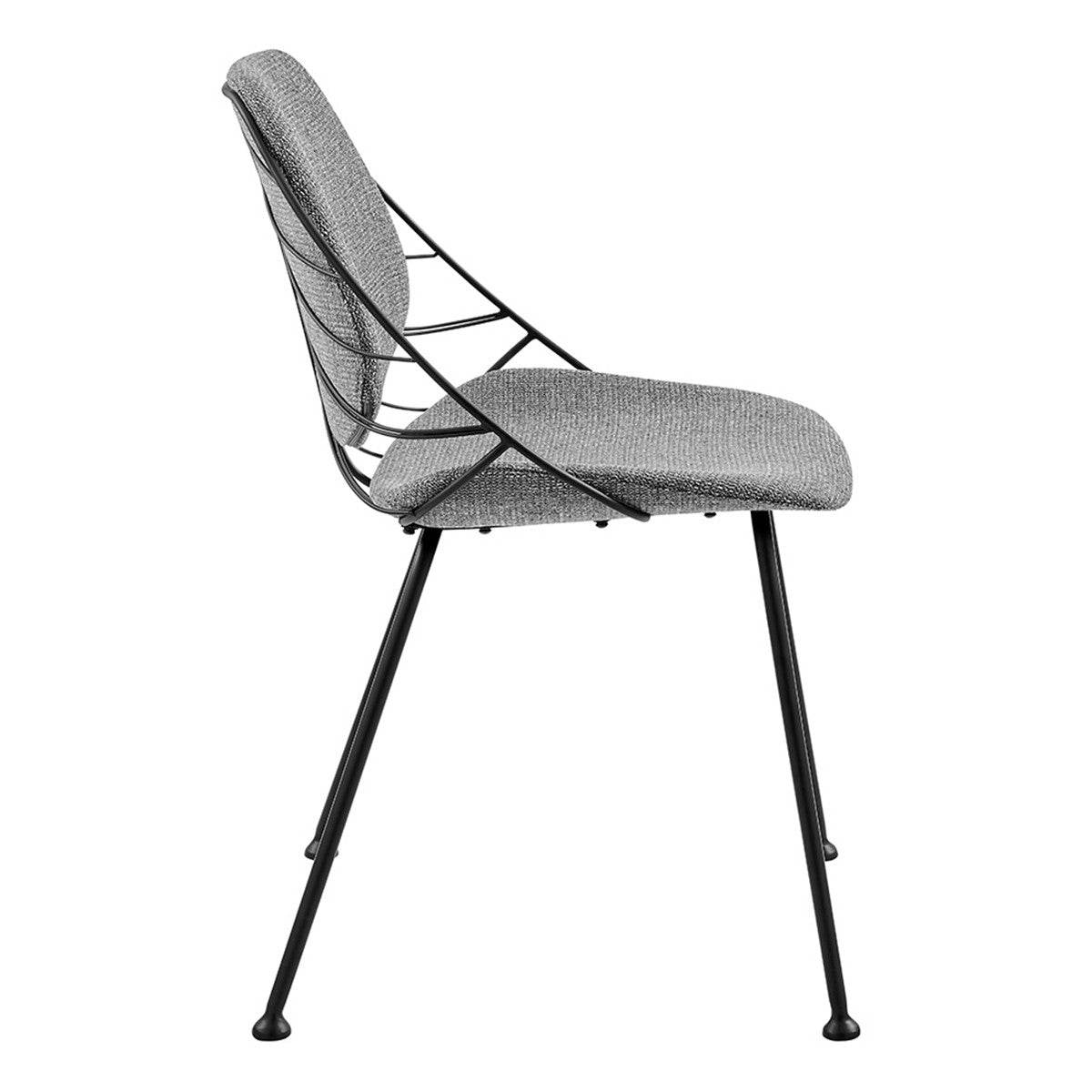 Set of Two Light Gray And Black Upholstered Fabric Dining Side Chairs - Loft&Timber