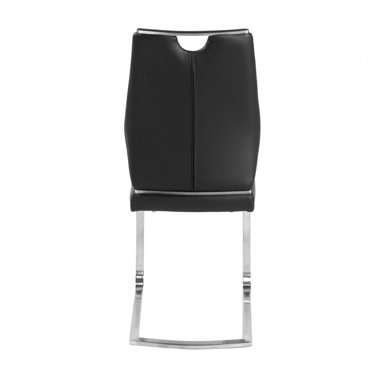 Set of Two Black and Silver Upholstered Leather Dining Side Chairs - Loft&Timber