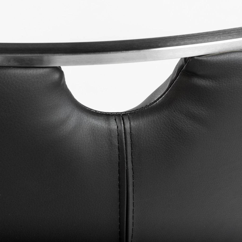 Set of Two Black and Silver Upholstered Leather Dining Side Chairs - Loft&Timber