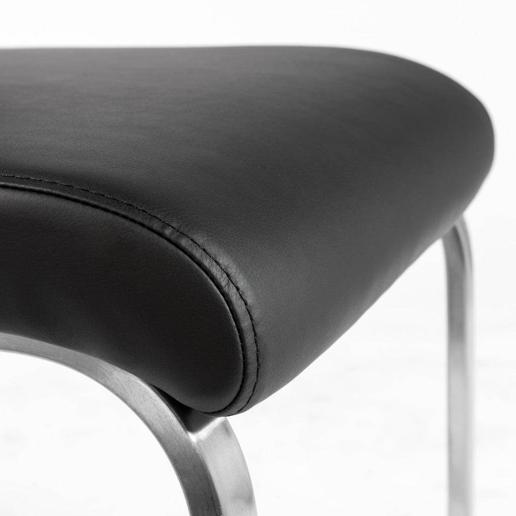 Set of Two Black and Silver Upholstered Leather Dining Side Chairs - Loft&Timber