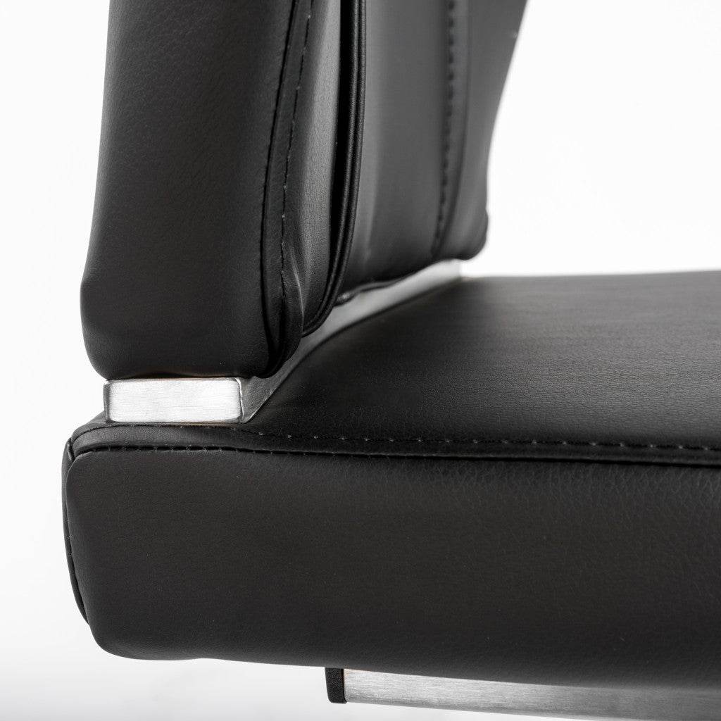 Set of Two Black and Silver Upholstered Leather Dining Side Chairs - Loft&Timber