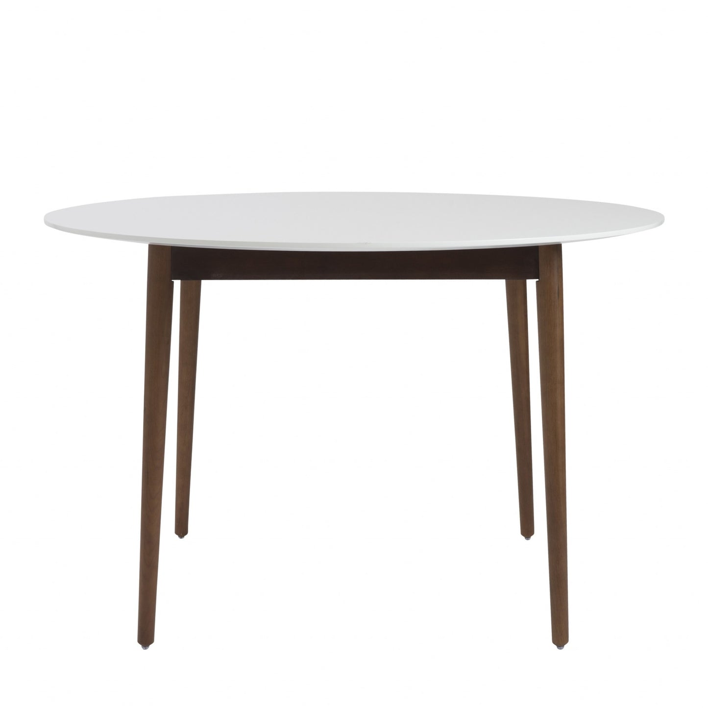 47" White And Brown Rounded Dining Table - Loft&Timber