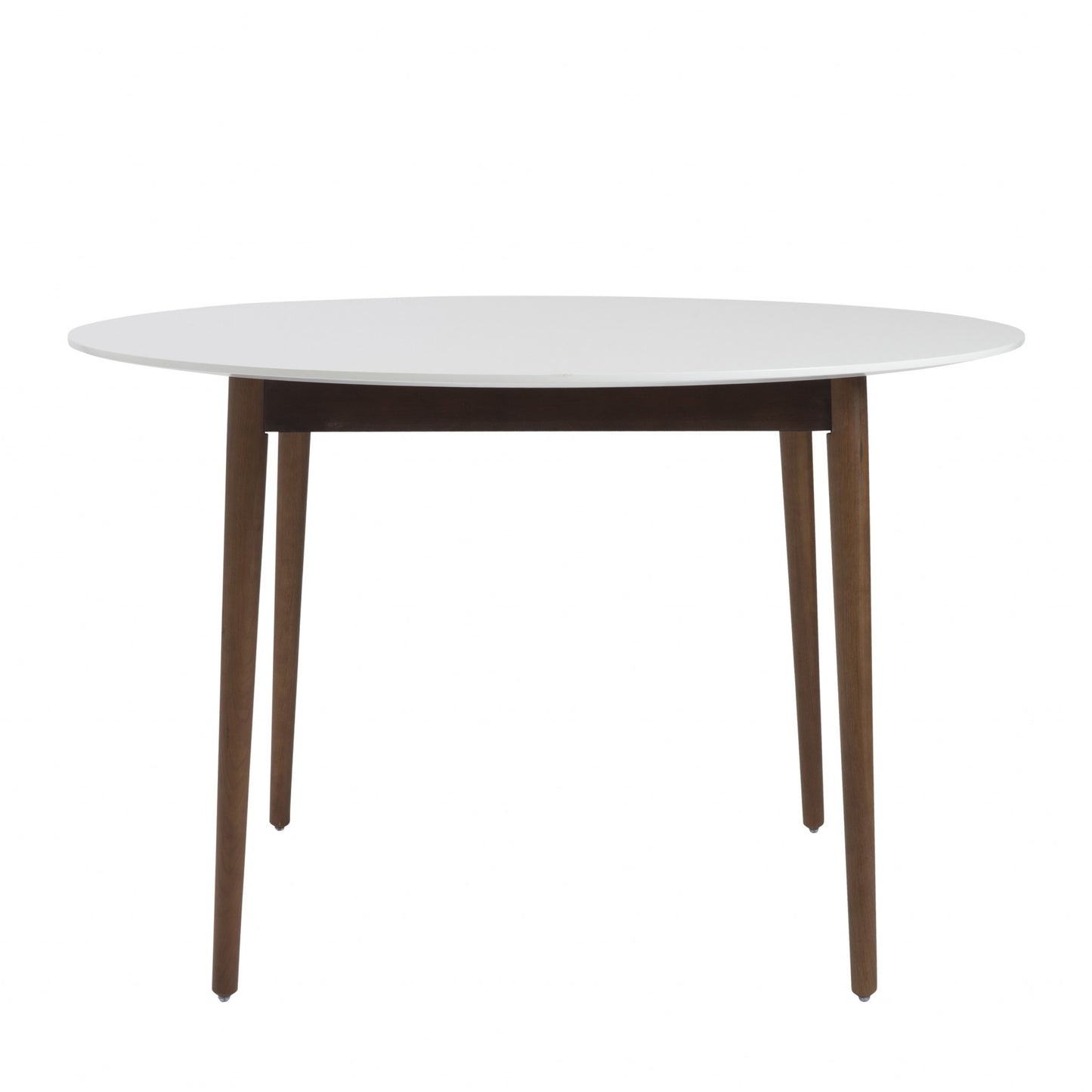 47" White And Brown Rounded Dining Table - Loft&Timber