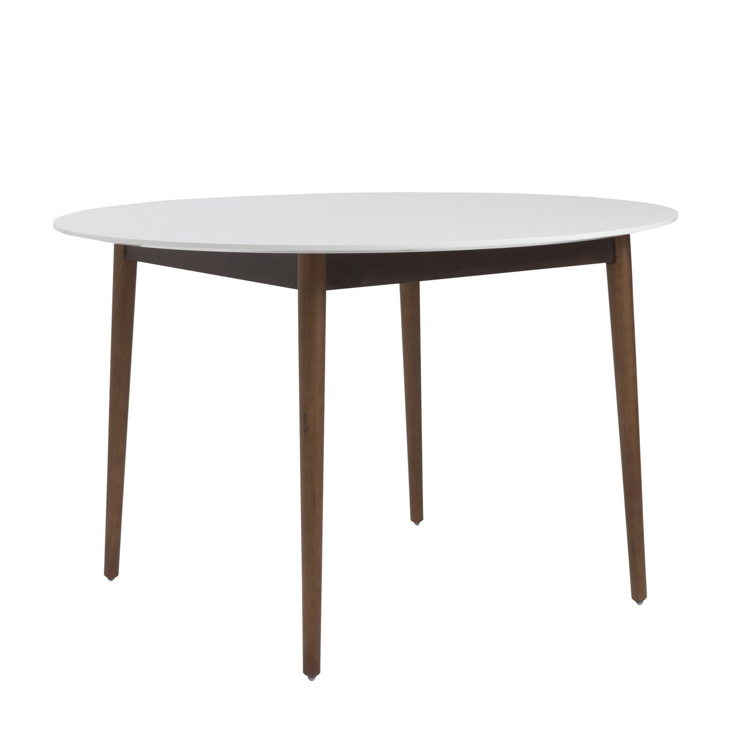 47" White And Brown Rounded Dining Table - Loft&Timber
