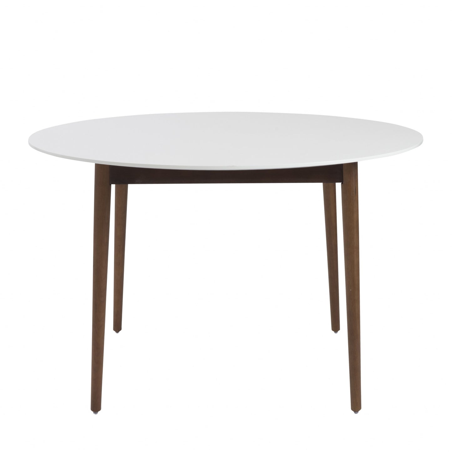 47" White And Brown Rounded Dining Table - Loft&Timber