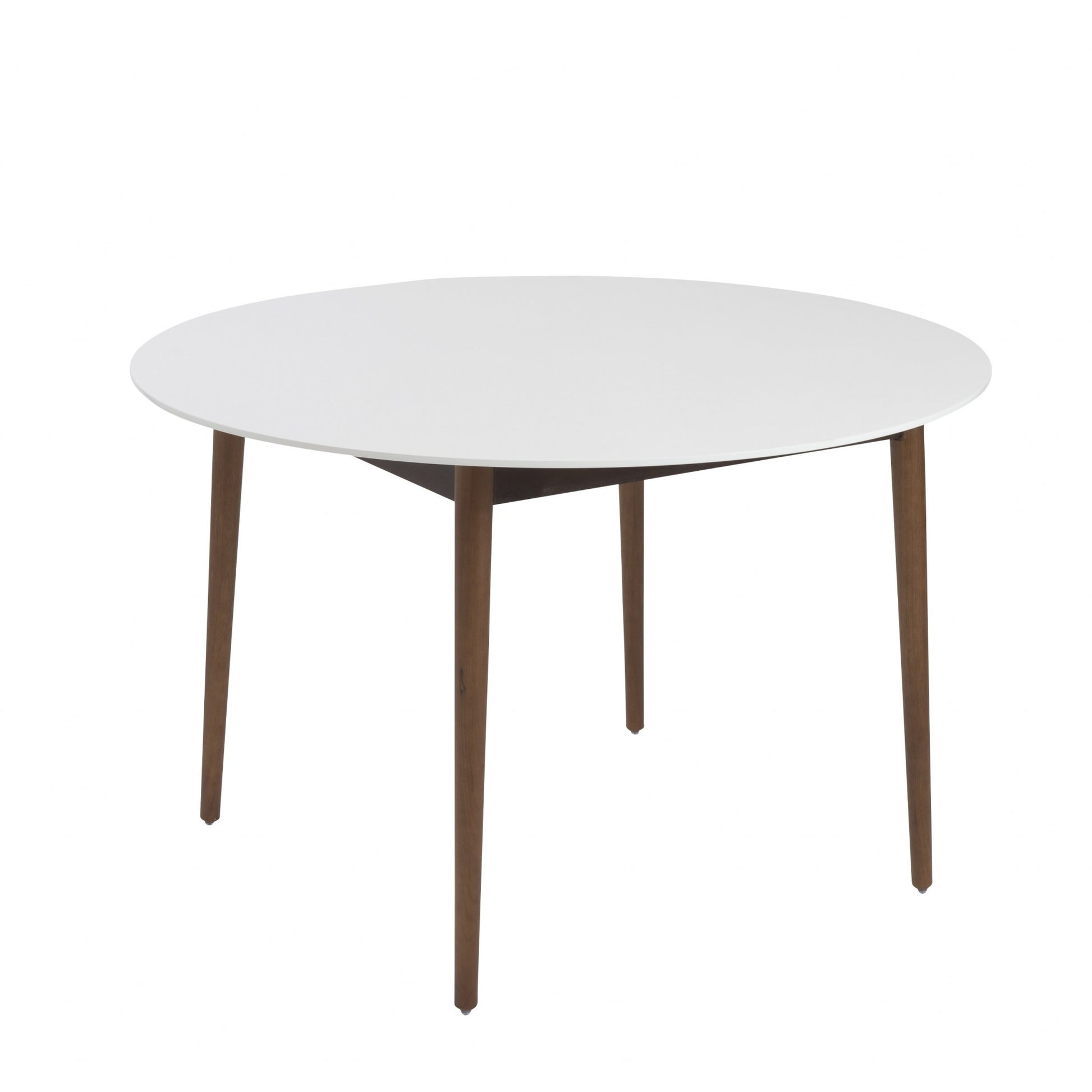47" White And Brown Rounded Dining Table - Loft&Timber