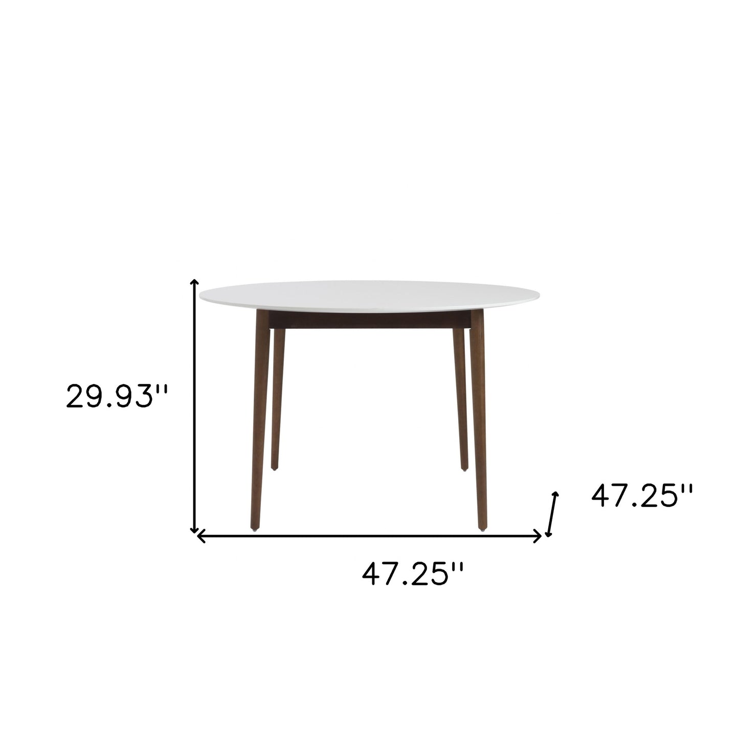 47" White And Brown Rounded Dining Table - Loft&Timber