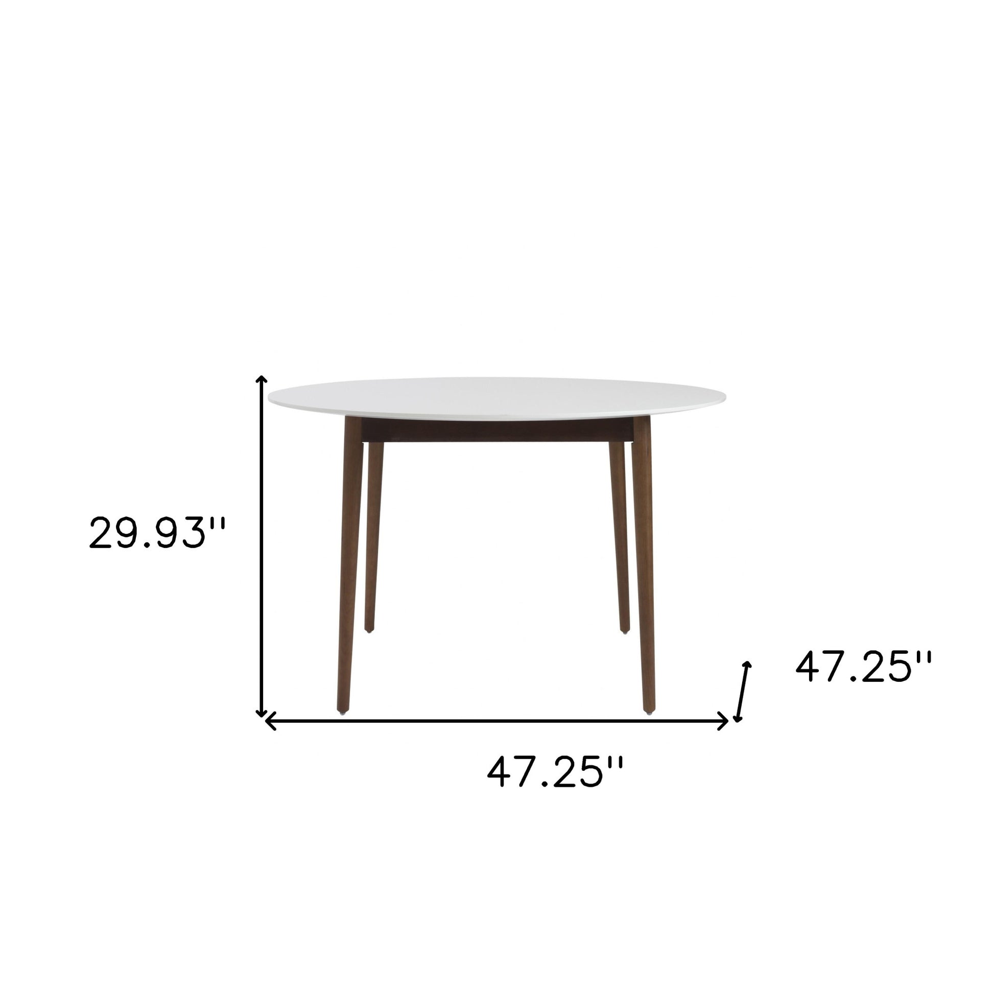 47" White And Brown Rounded Dining Table - Loft&Timber