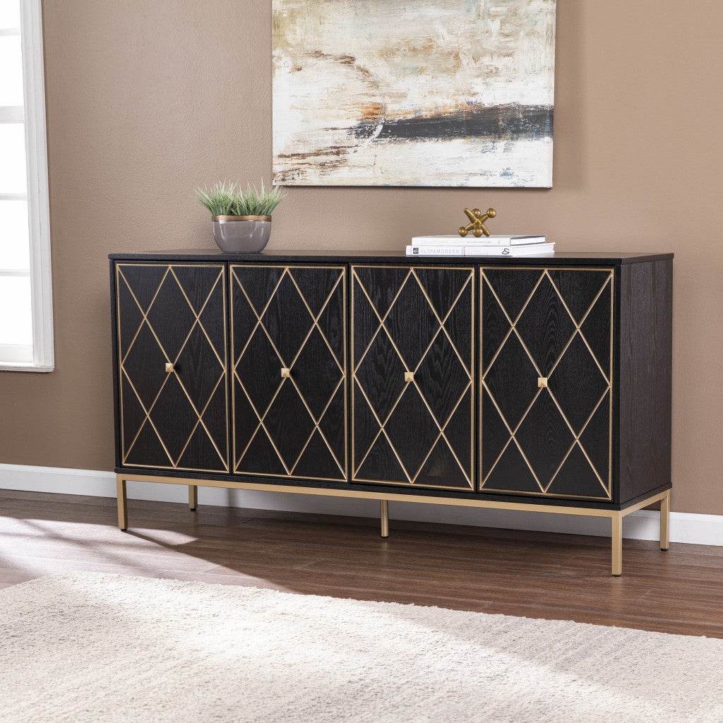 Black and Gold Harlequin Sideboard Storage Cabinet - Loft&Timber