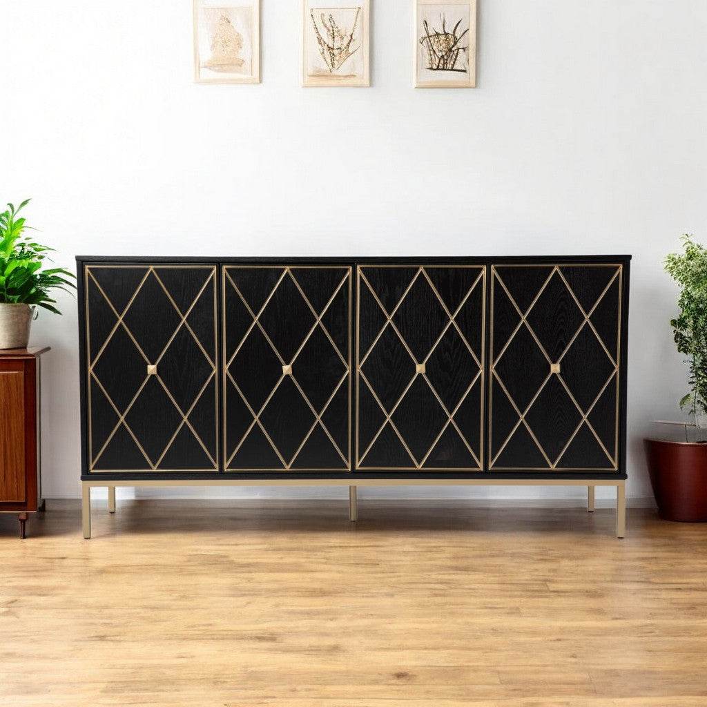 Black and Gold Harlequin Sideboard Storage Cabinet - Loft&Timber