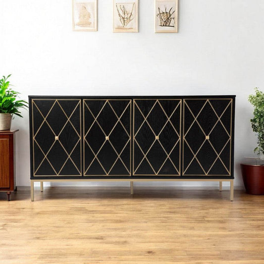 Black and Gold Harlequin Sideboard Storage Cabinet - Loft&Timber