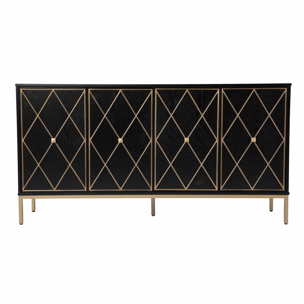 Black and Gold Harlequin Sideboard Storage Cabinet - Loft&Timber
