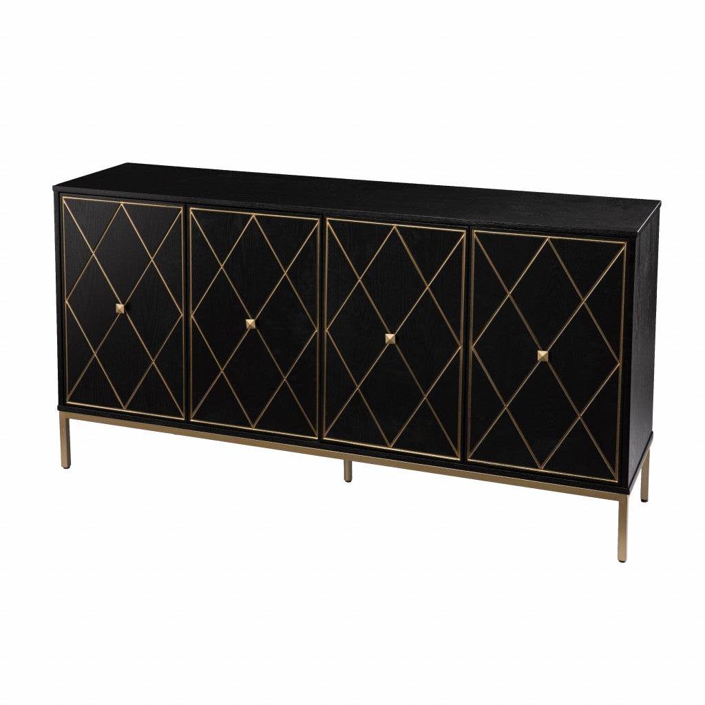 Black and Gold Harlequin Sideboard Storage Cabinet - Loft&Timber