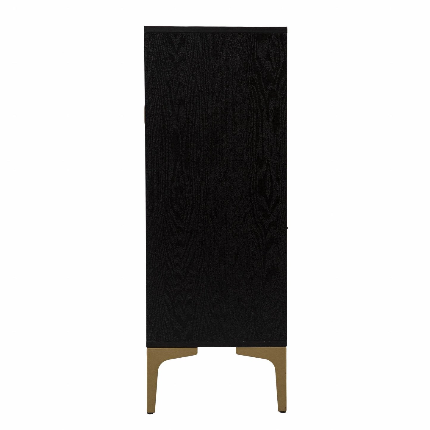 Modern Rustic Black Gold and Faux Rattan Bar Cabinet - Loft&Timber