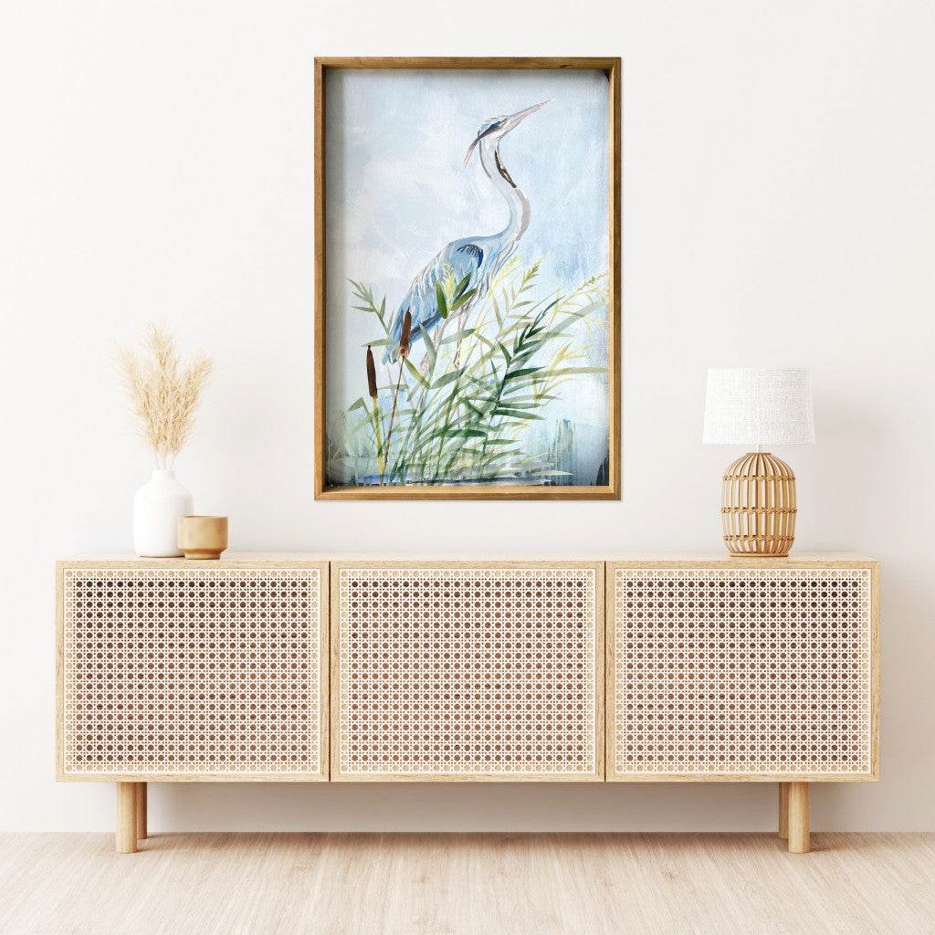 Stunning Heron Wooden Framed Canvas Wall Art Picture Frame Graphic Art Wall Art - Loft&Timber