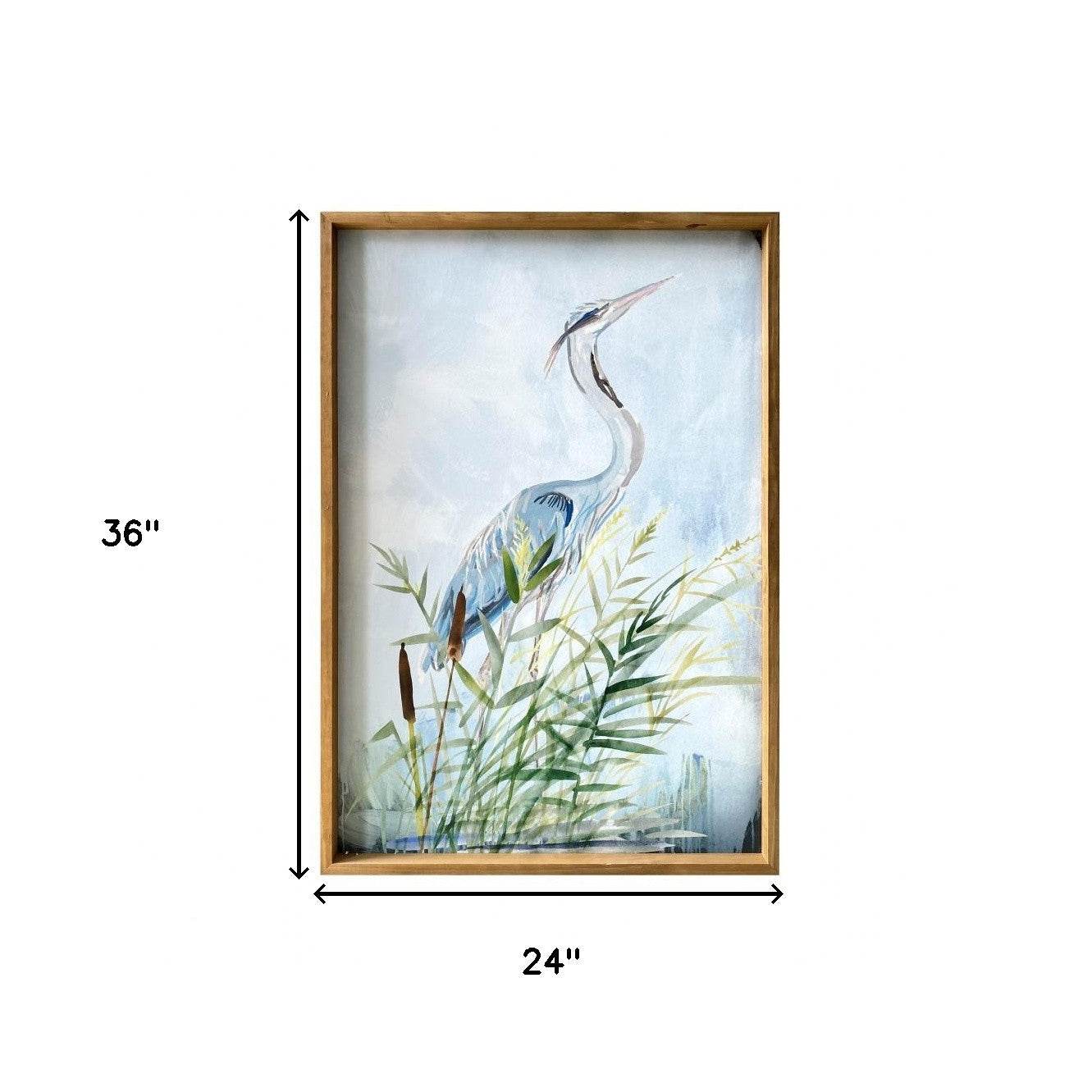 Stunning Heron Wooden Framed Canvas Wall Art Picture Frame Graphic Art Wall Art - Loft&Timber
