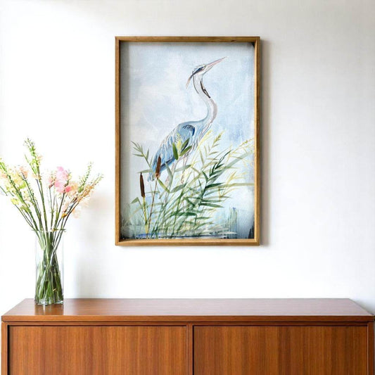 Stunning Heron Wooden Framed Canvas Wall Art Picture Frame Graphic Art Wall Art - Loft&Timber