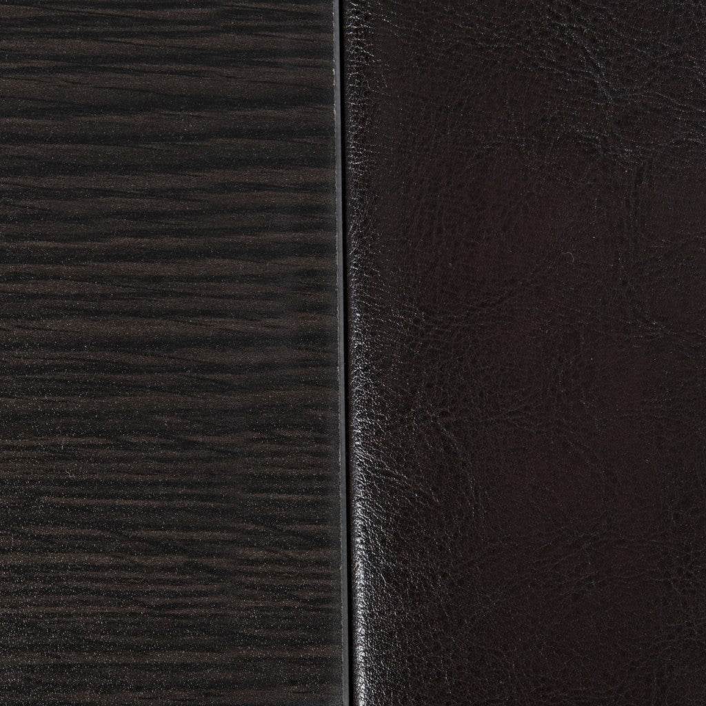 Five Piece Dark Brown Faux Leather Coffee Table and Storage Ottoman Set - Loft&Timber