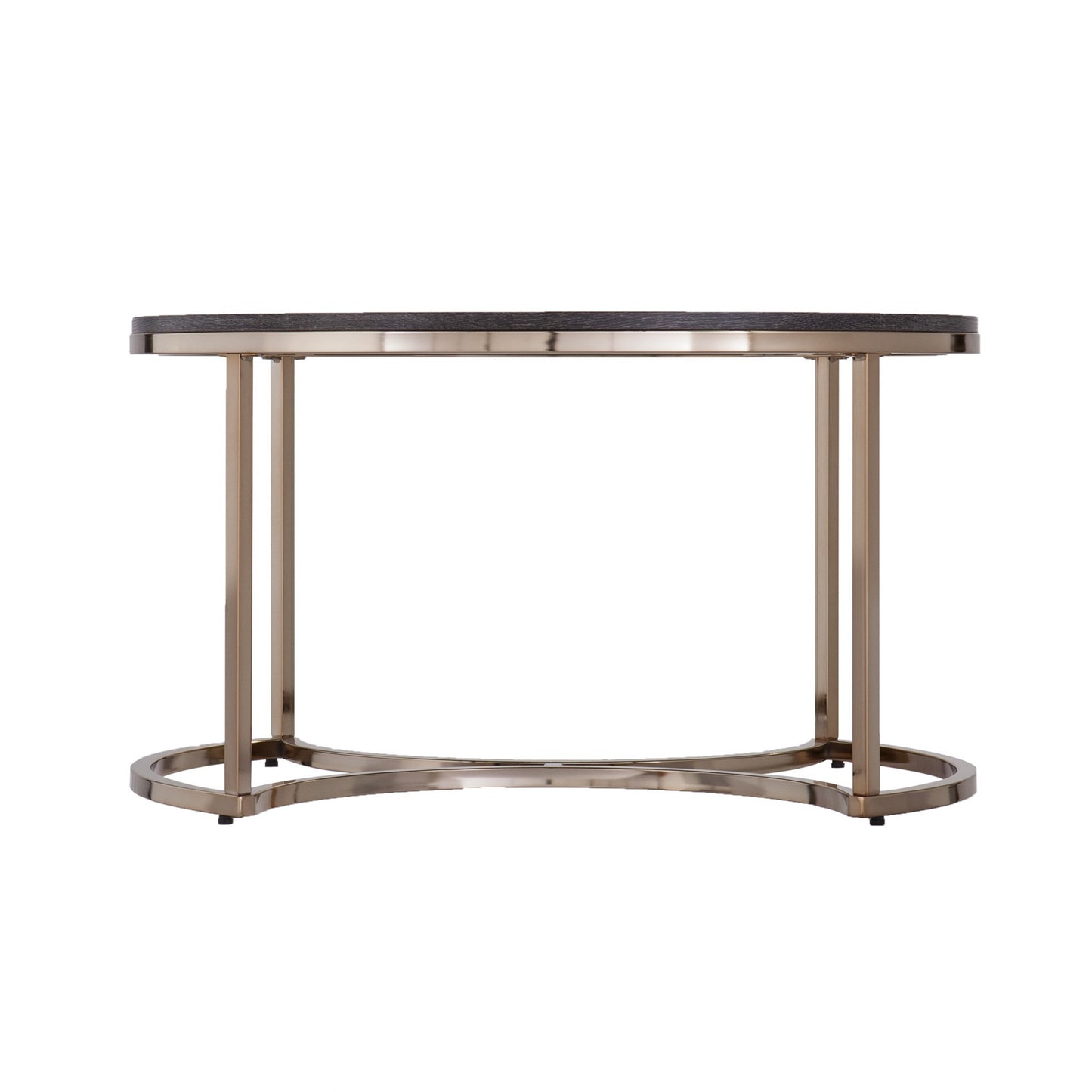 32" Champagne And Charcoal Manufactured Wood And Metal With Iron Round Coffee Table - Loft&Timber