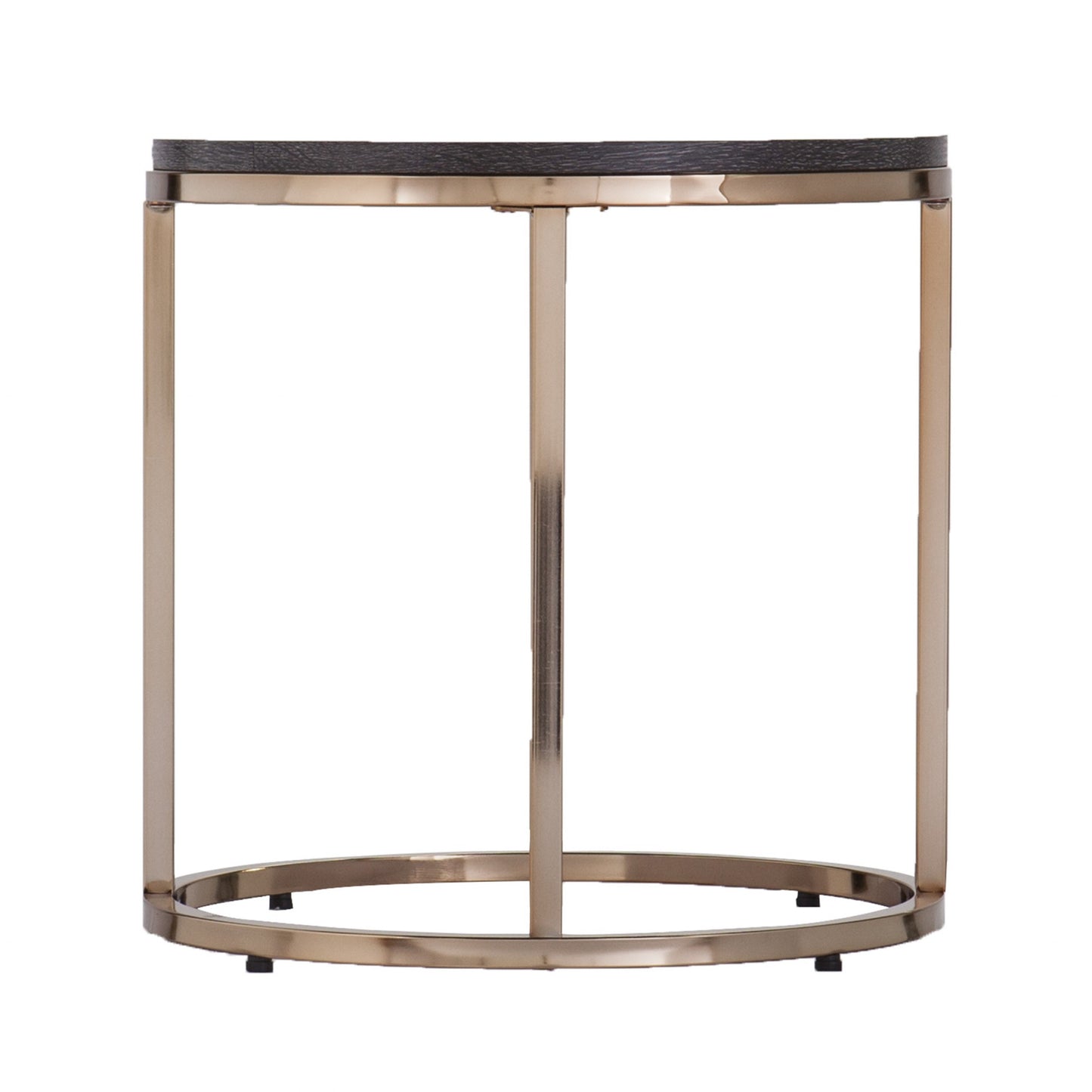 32" Champagne And Charcoal Manufactured Wood And Metal With Iron Round Coffee Table - Loft&Timber