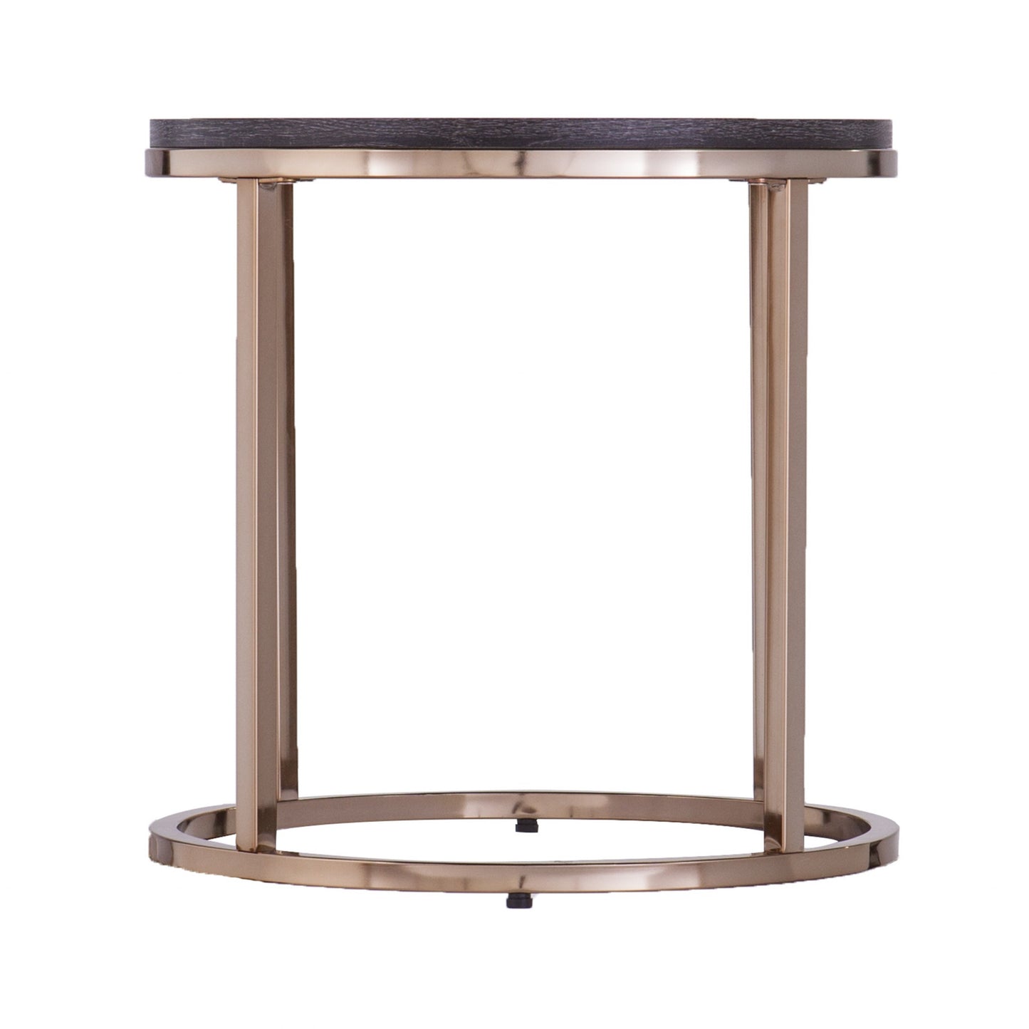 32" Champagne And Charcoal Manufactured Wood And Metal With Iron Round Coffee Table - Loft&Timber