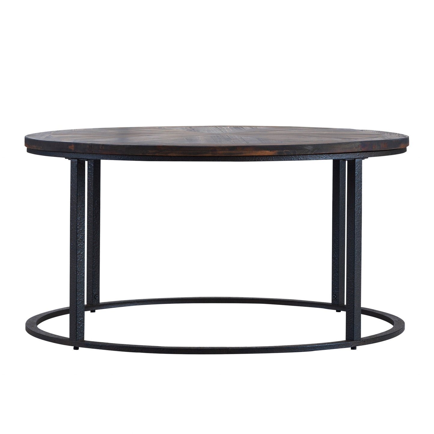 36" Natural And Brown Reclaimed Wood And Metal Round Coffee Table - Loft&Timber