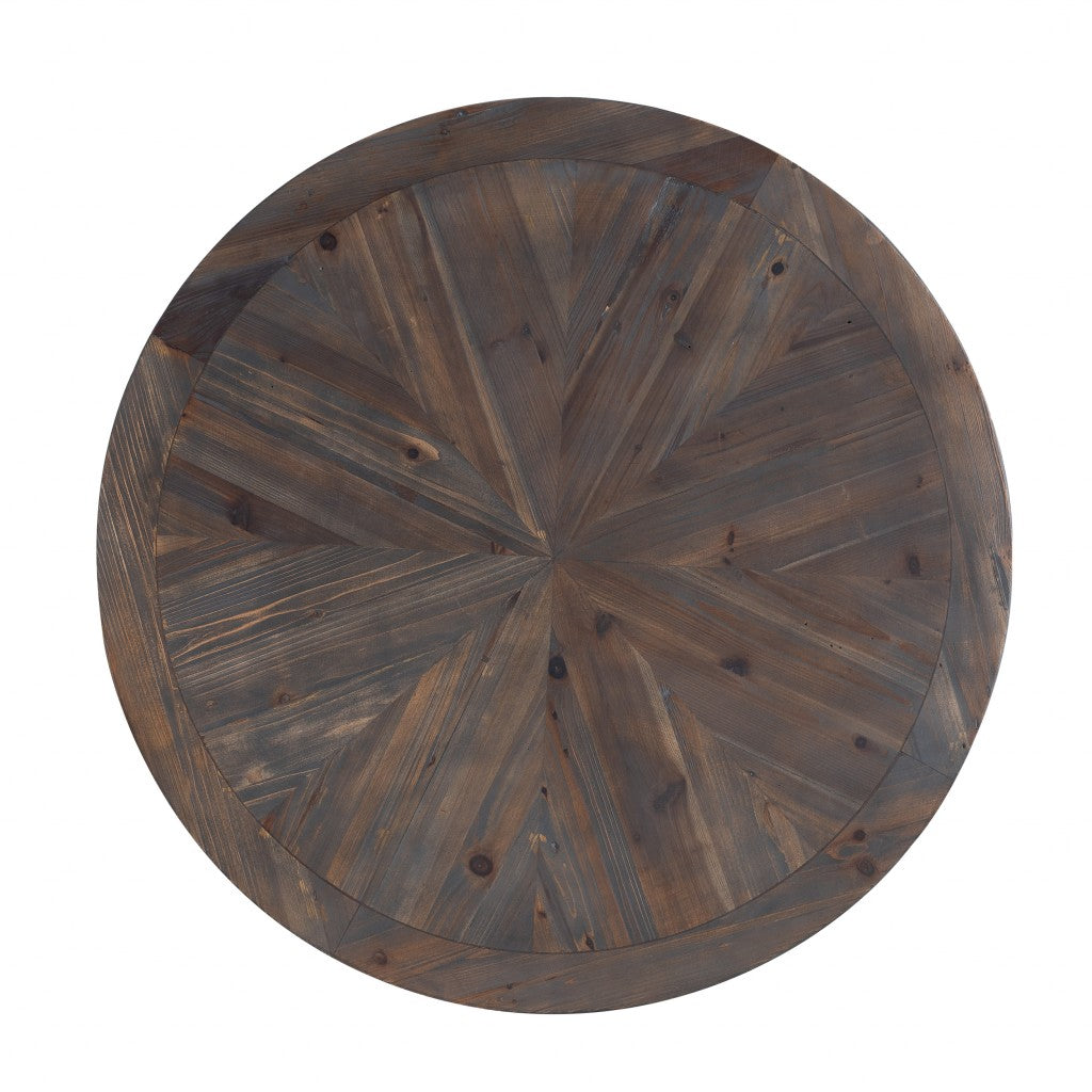 36" Natural And Brown Reclaimed Wood And Metal Round Coffee Table - Loft&Timber