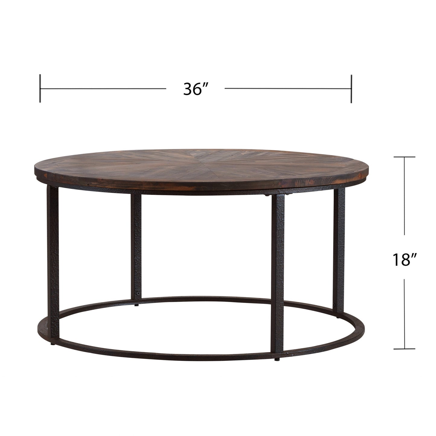 36" Natural And Brown Reclaimed Wood And Metal Round Coffee Table - Loft&Timber