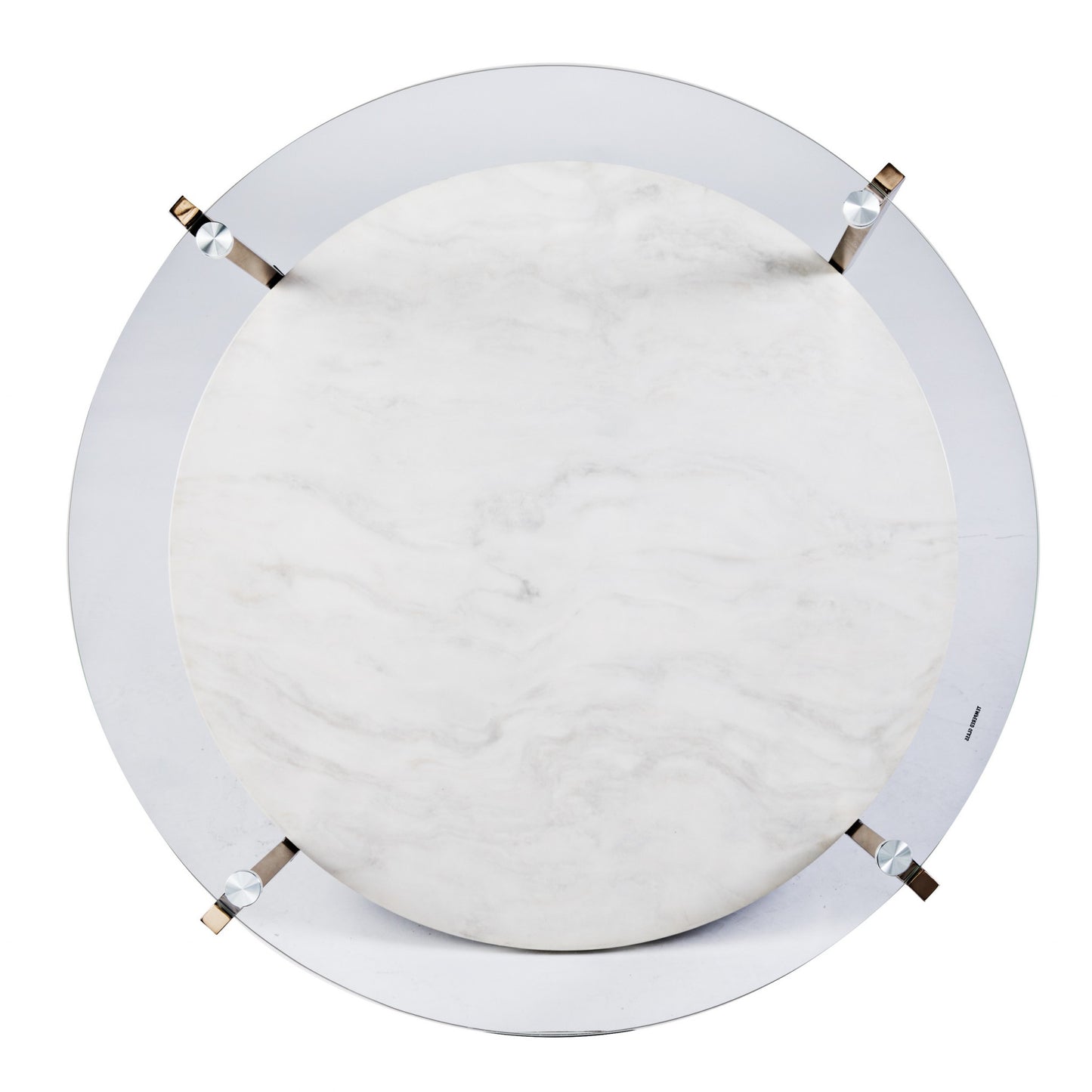 33" Gold Glam Glass And Faux Marble Two Tier Round Coffee Table - Loft&Timber