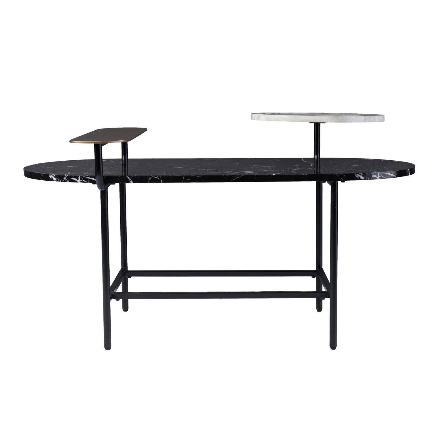 42" Black Faux Marble And Metal With Iron Coffee Table - Loft&Timber