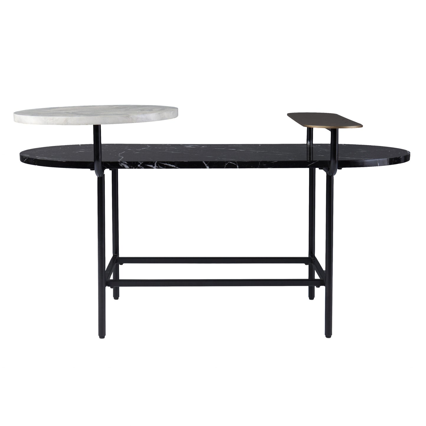 42" Black Faux Marble And Metal With Iron Coffee Table - Loft&Timber