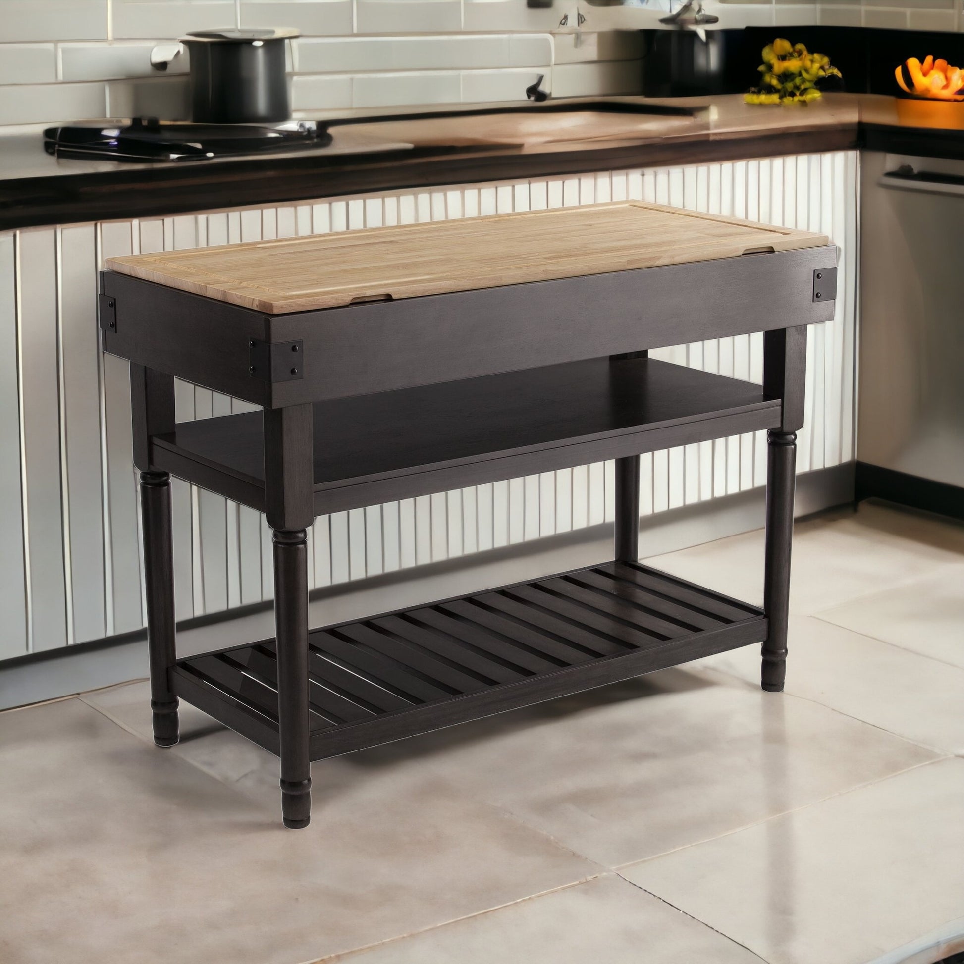 Brown and Natural 48" Kitchen Island With Storage - Loft&Timber