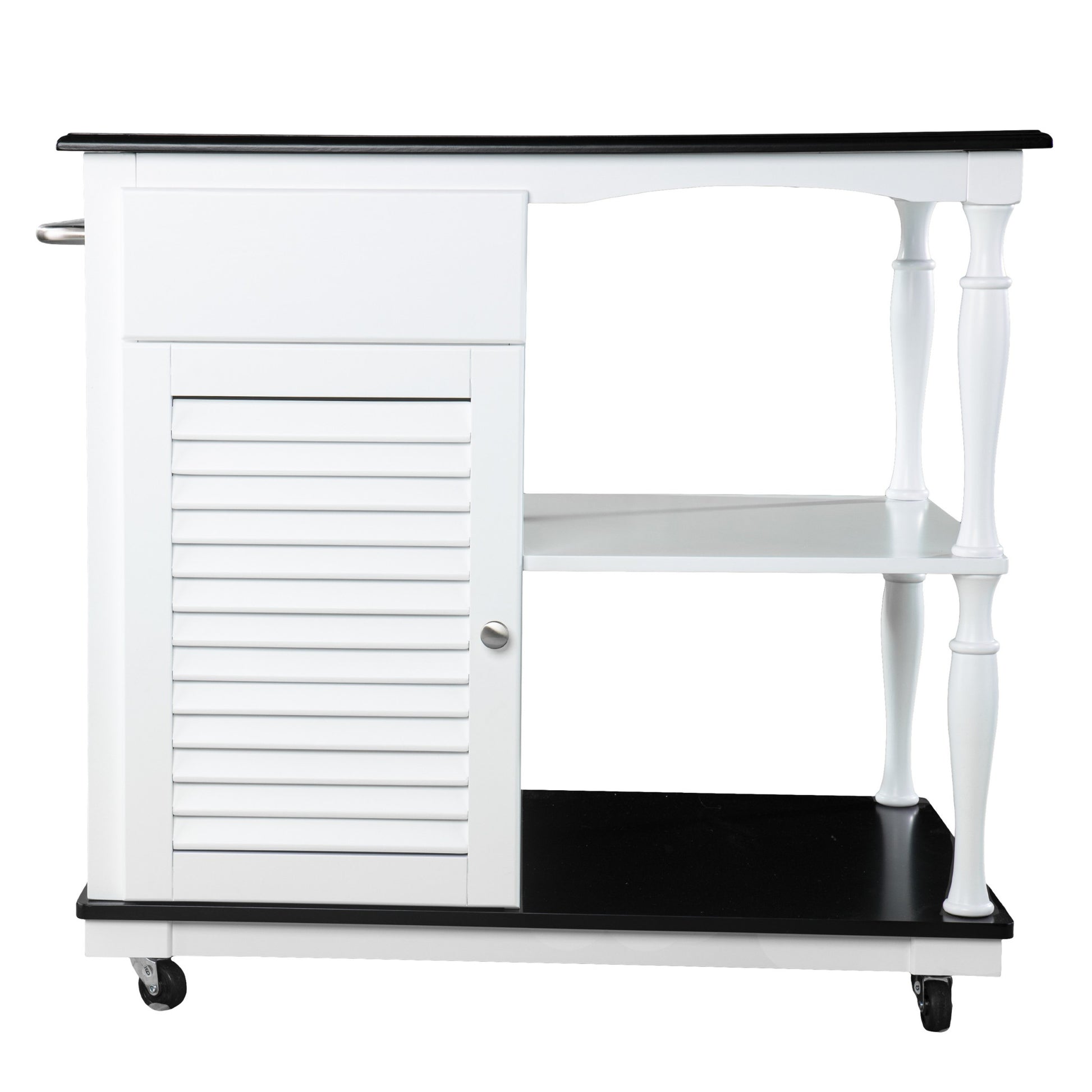 Black and White and Black 39" Rolling Kitchen Island With Storage - Loft&Timber