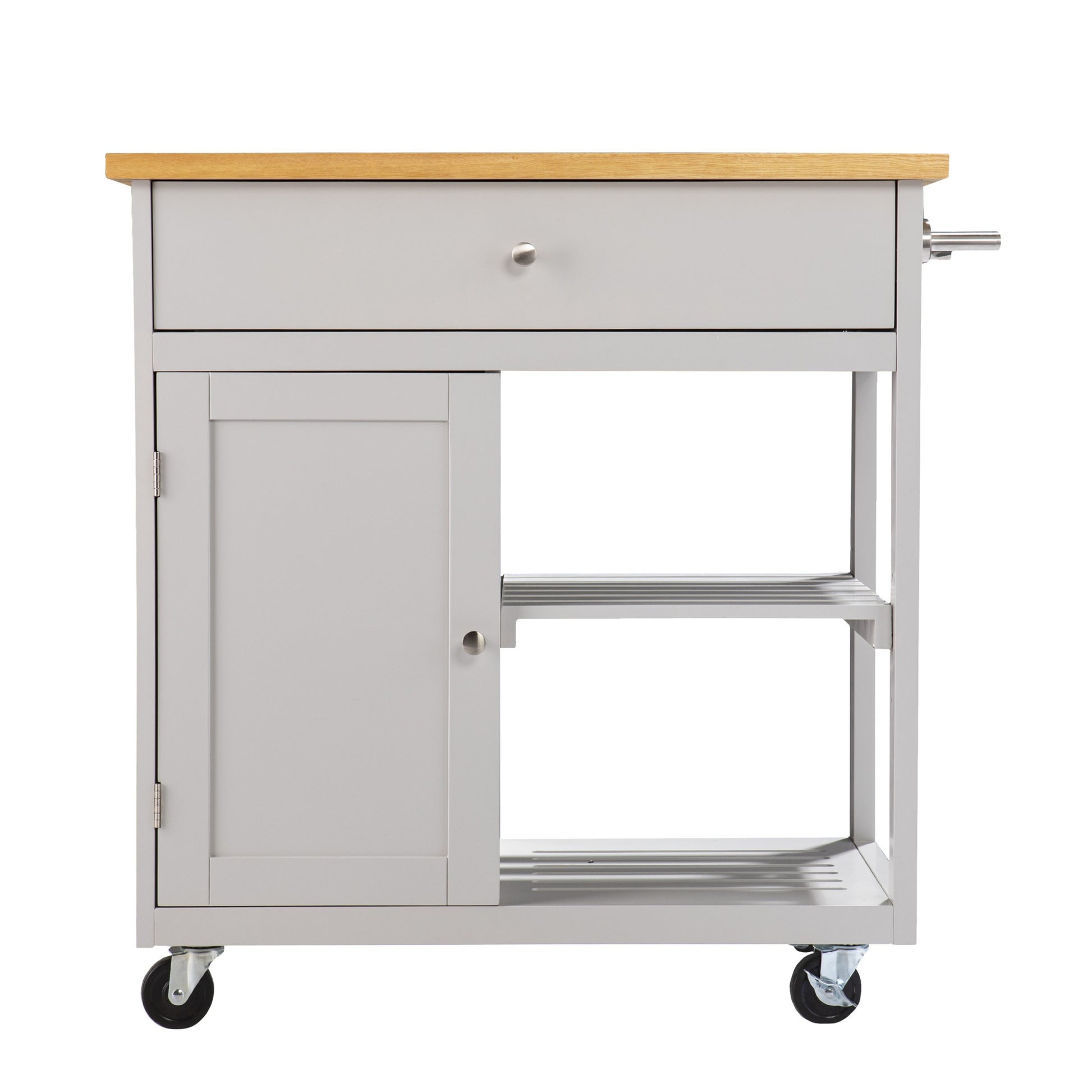Gray and Natural 35" Rolling Kitchen Island With Storage - Loft&Timber