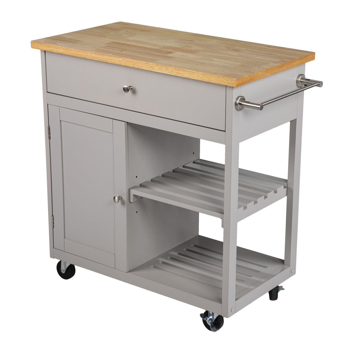 Gray and Natural 35" Rolling Kitchen Island With Storage - Loft&Timber