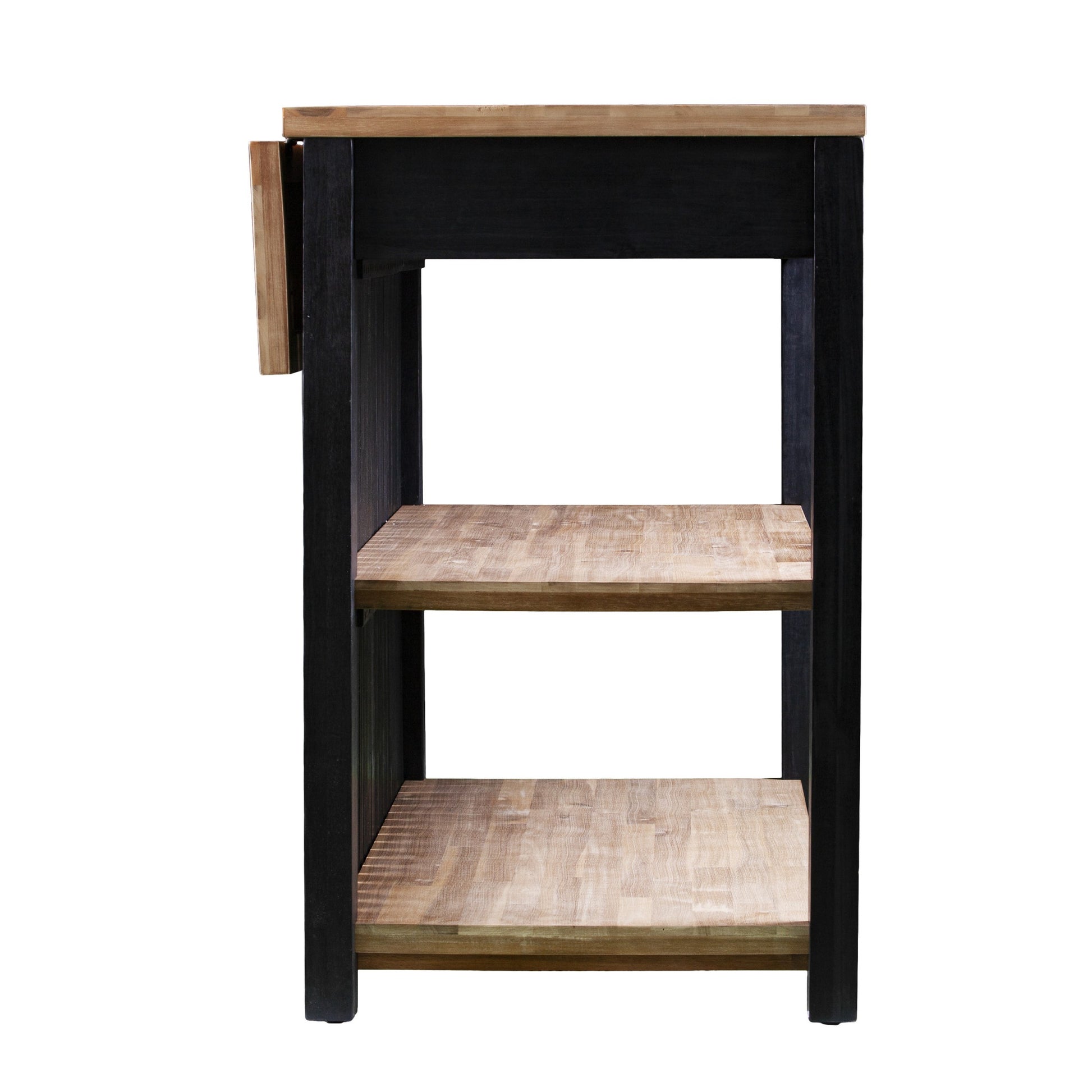 Black and Natural 44" Kitchen Island With Storage - Loft&Timber
