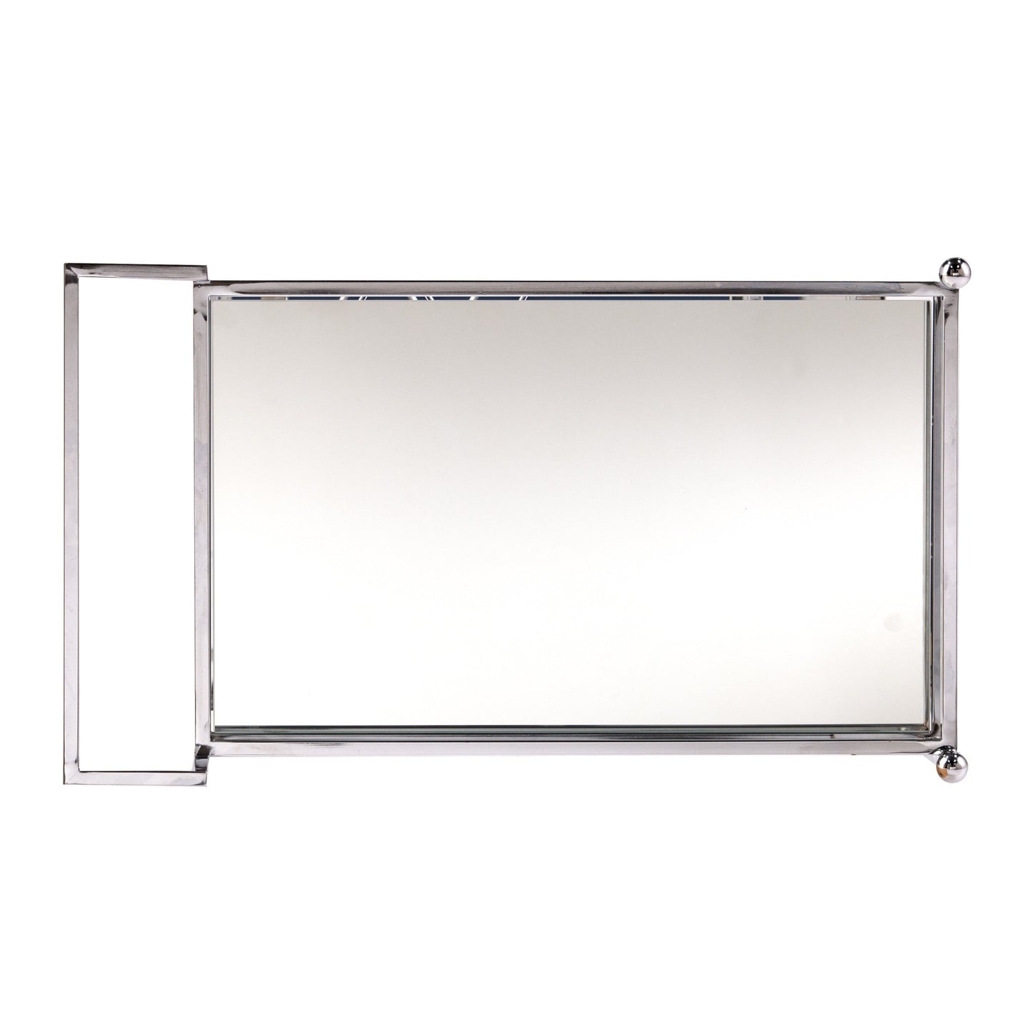 29" Silver Metal and Mirrored Glass Rolling Bar Cart With Wine Storage - Loft&Timber