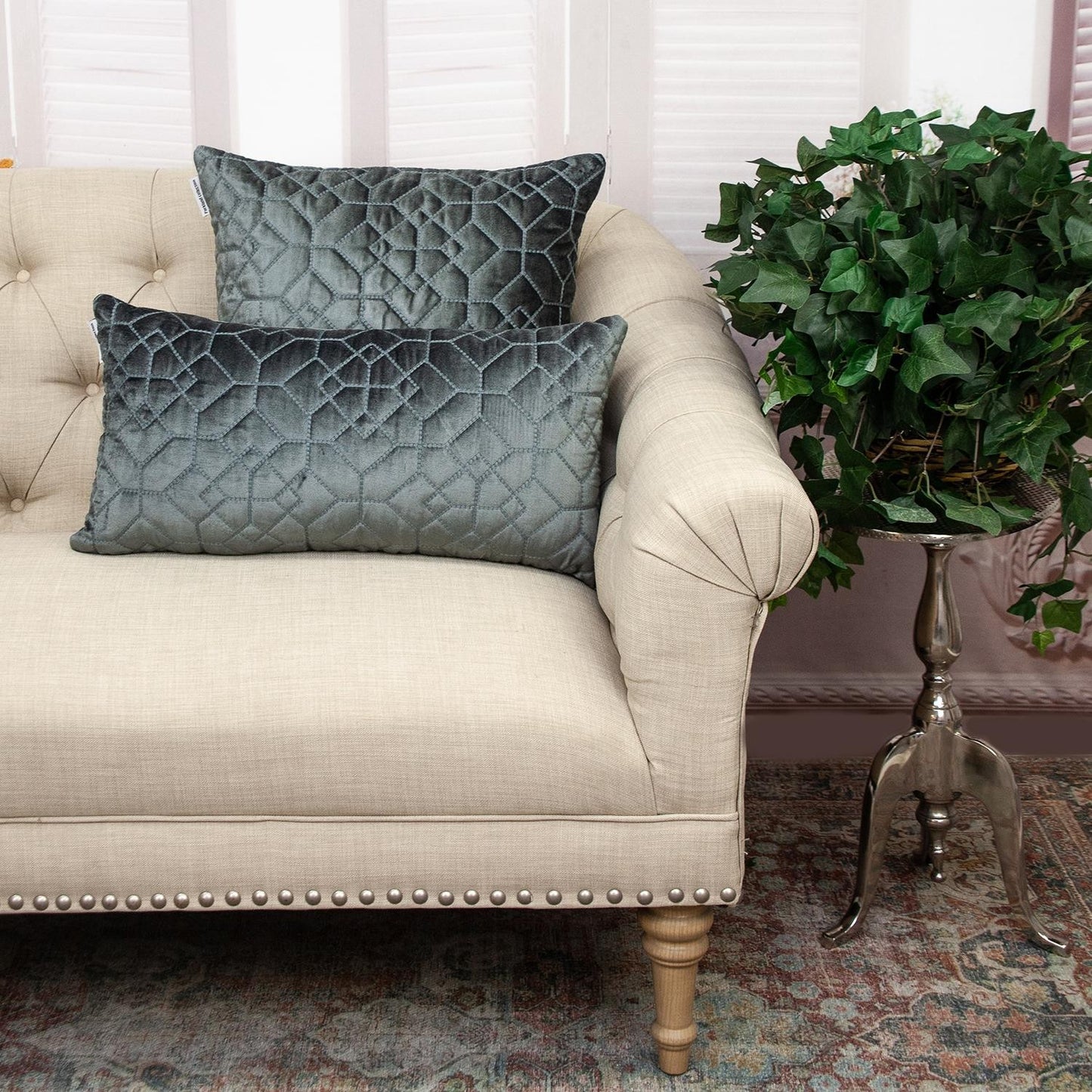 20" Charcoal Cotton Blend Throw Pillow - Loft&Timber