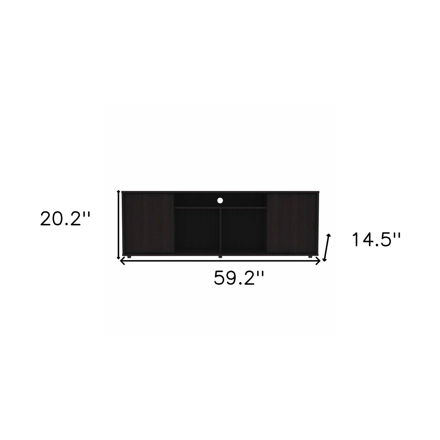 59" Black Open shelving TV Stand - Loft&Timber