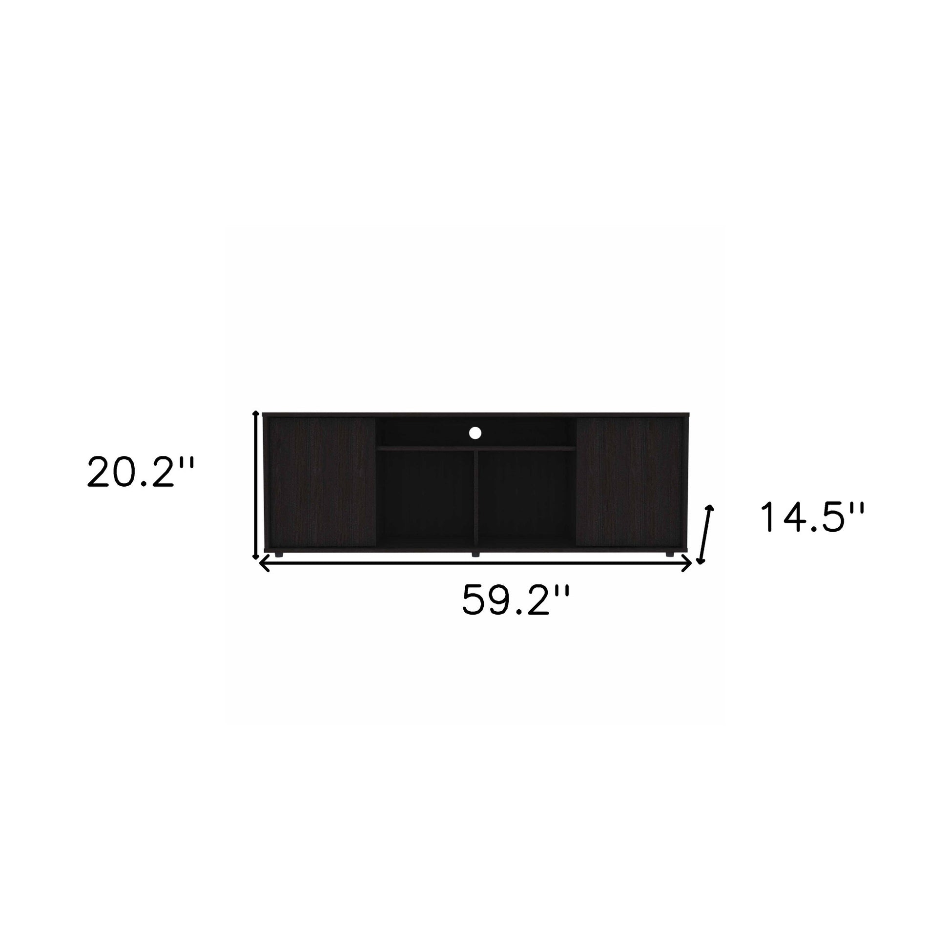 59" Black Open shelving TV Stand - Loft&Timber
