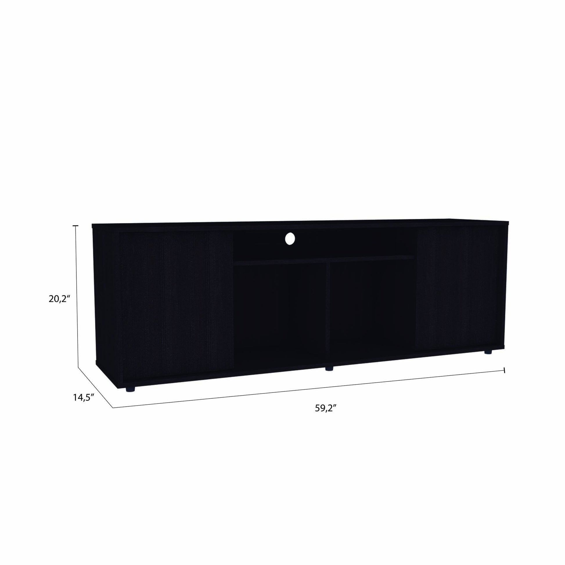 59" Black Open shelving TV Stand - Loft&Timber
