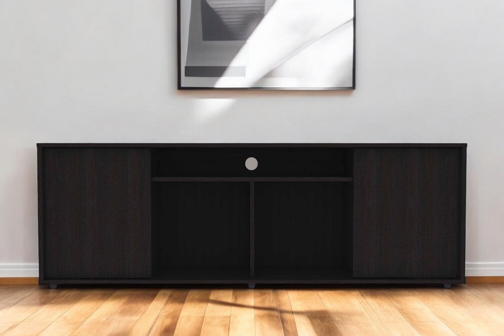 59" Black Open shelving TV Stand - Loft&Timber