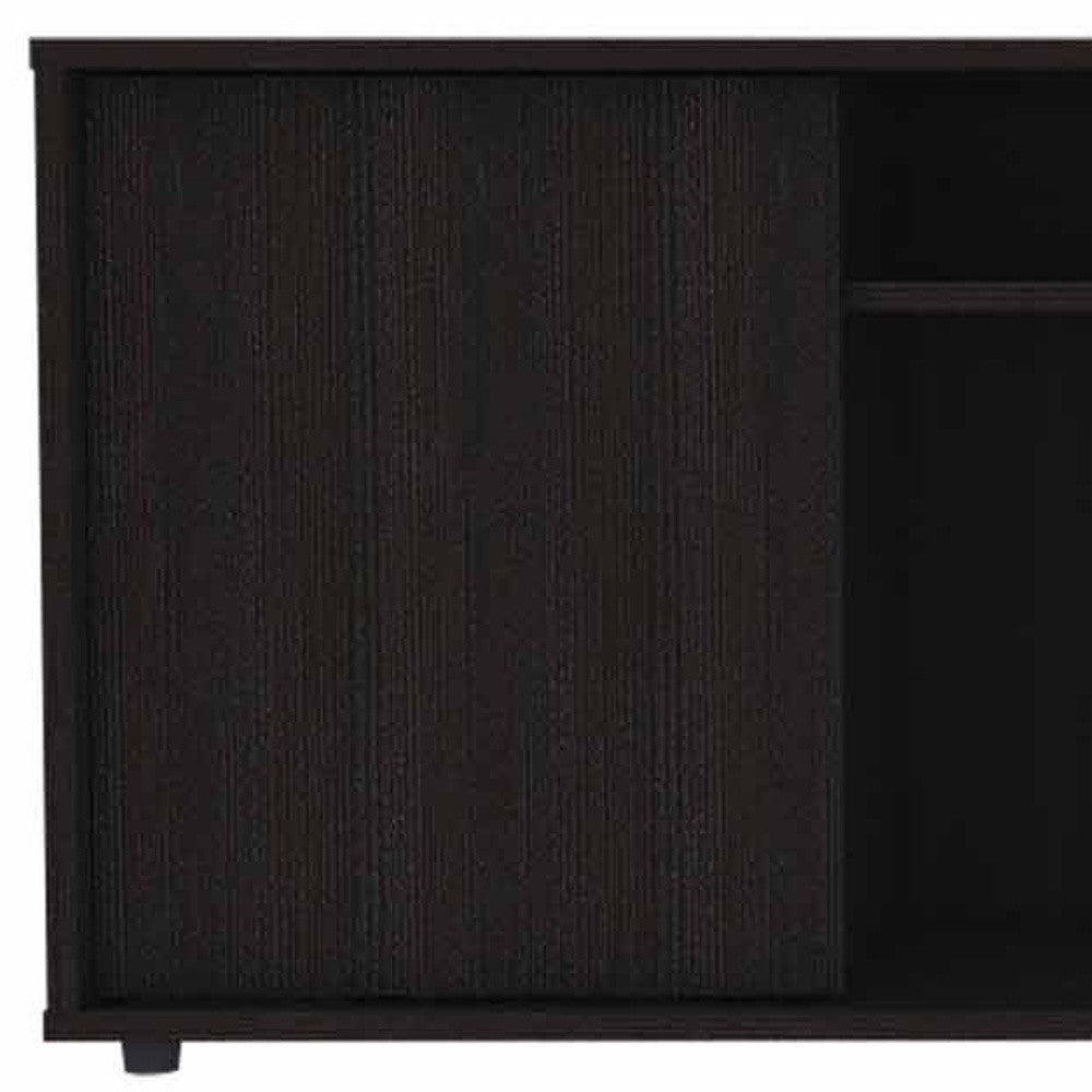59" Black Open shelving TV Stand - Loft&Timber