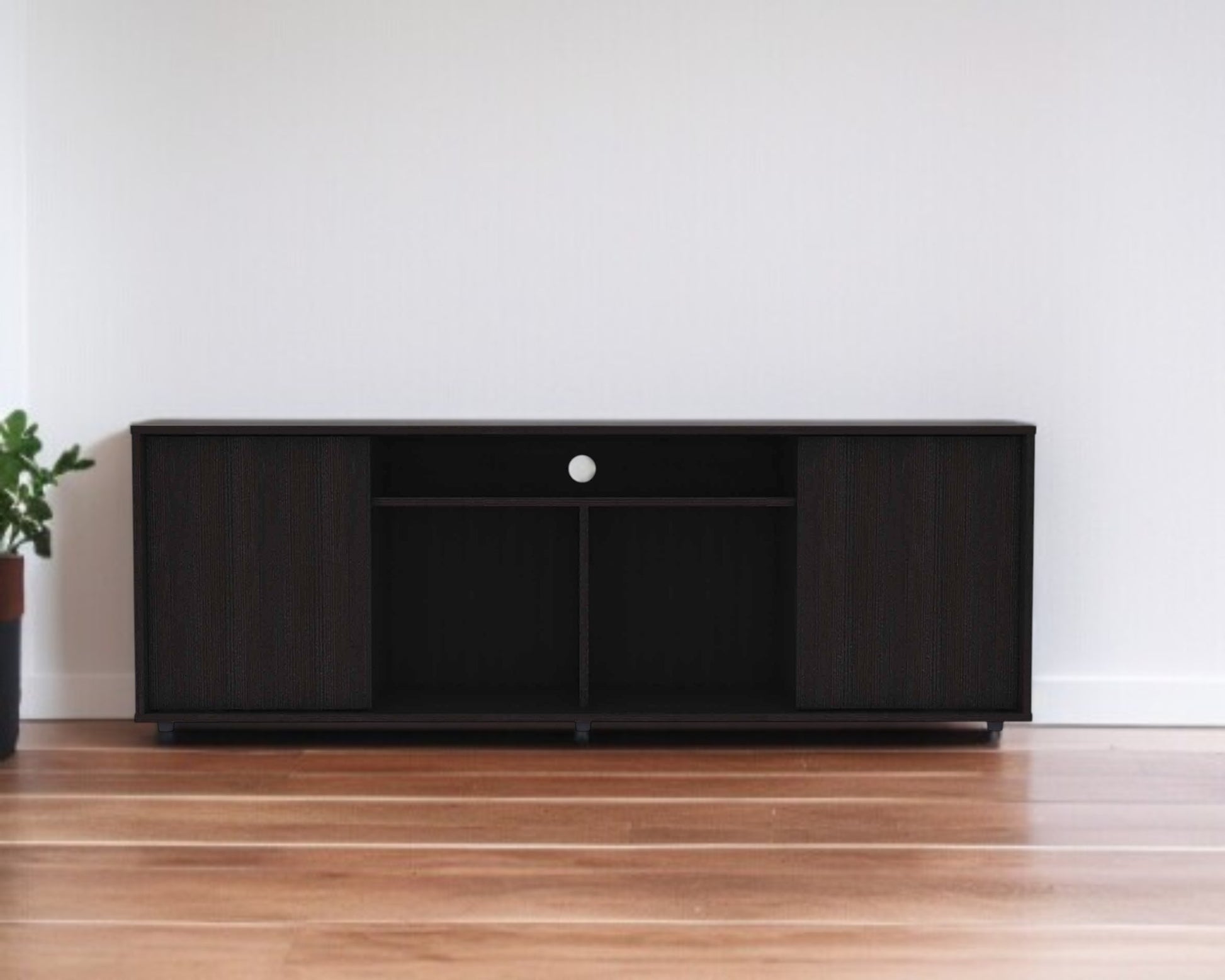 59" Black Open shelving TV Stand - Loft&Timber