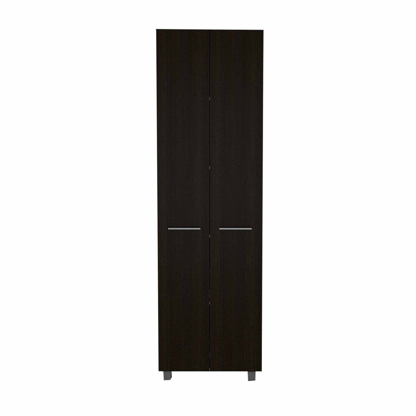 79" Modern Black Pantry Cabinet with Two Doors and Five Shelves - Loft&Timber